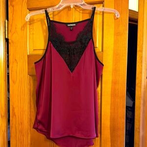Express Burgundy Lace Trim Women's Top
